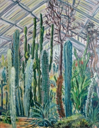 Cacti at Kew Gardens (oil on board)